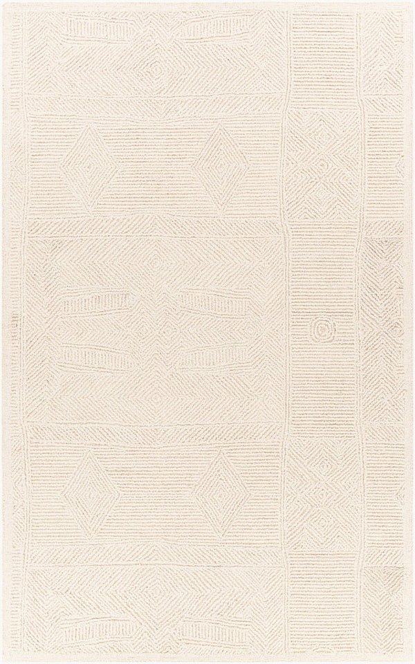 Livabliss Newcastle Handtufted Wool Area Rug with Carved High Low Pile for Entryway or Bedroom Cream 9' x 12' NCS2314-912