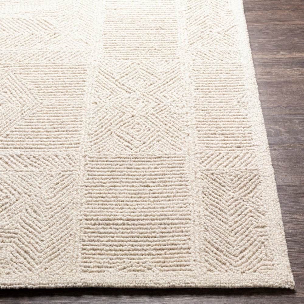 Livabliss Newcastle Handtufted Wool Area Rug with Carved High Low Pile for Entryway or Bedroom Cream 9' x 12' NCS2314-912