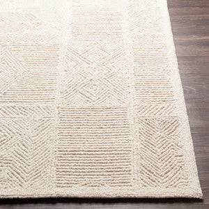 Livabliss Newcastle Handtufted Wool Area Rug with Carved High Low Pile for Entryway or Bedroom Cream 9' x 12' NCS2314-912