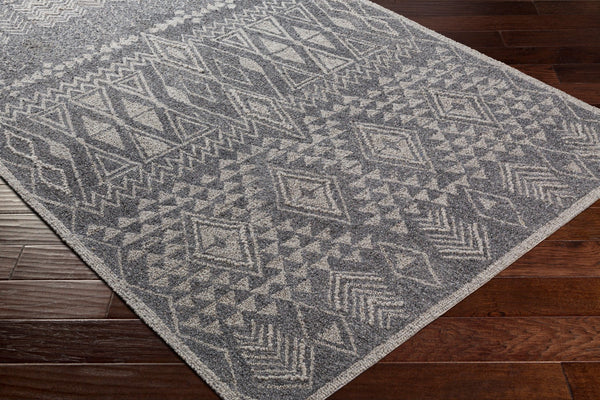 Surya Newcastle Handmade 2' X 3' Bohemian-style Wool Rug - Luxurious High Pile, Easy Maintenance & Unique Design Charcoal Wool Ncs2316-23