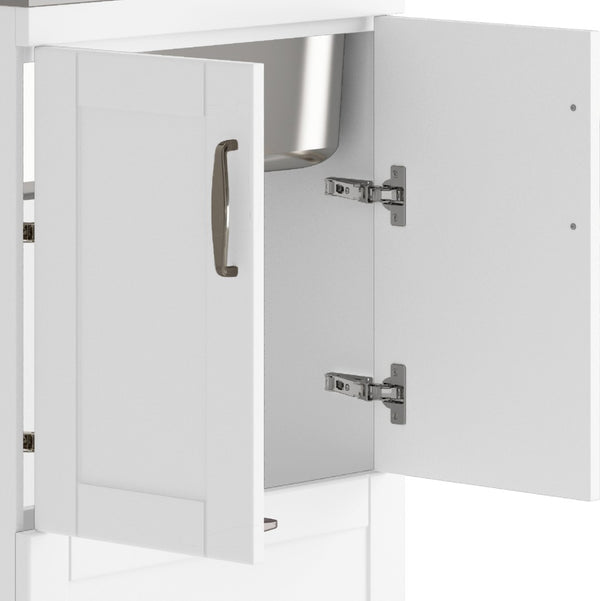 English Elm Reed Deluxe 24" White Laundry Cabinet With Deep Stainless Steel Sink & Pull-Out Faucet For Utility Use B136P158812-GIGA