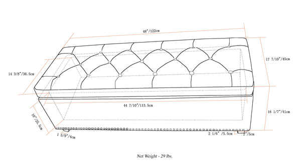 English Elm Hamilton Storage Ottoman: Stylish Midnight Black Vegan Leather With Hidden Storage & Seating Solution B136P158171
