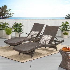 Christopher Knight Home® - Noble House - Salem Outdoor Wicker Adjustable Chaise Lounge With Arms - Set Of 2