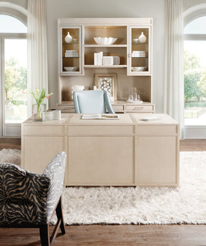 Hooker Furniture Marlowe Executive Writing Desk with Leather Surface Nine Drawers and Oak Veneer Finish 30.00L x 70.00W x 30.00H 6420-10462-80