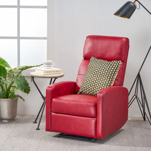 English Elm Christopher Knight Home® - RECLINER Plush PU Upholstered Push-Back Recliner with Contemporary Minimalist Design and Comfort Red 57575.00RED