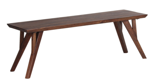 Porter Designs Porter Portola Solid Acacia Wood Dining Bench - Mid-century Modern With Flared Legs, Brown Finish Brown Wood 07-108-13-0022