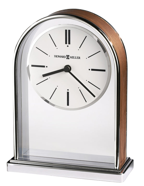 Hekman Furniture 645768 Contemporary Table Clock - Elegant Design With Walnut Veneer & Chrome Finish For Any Space  Milan Tabletop Clock 645768