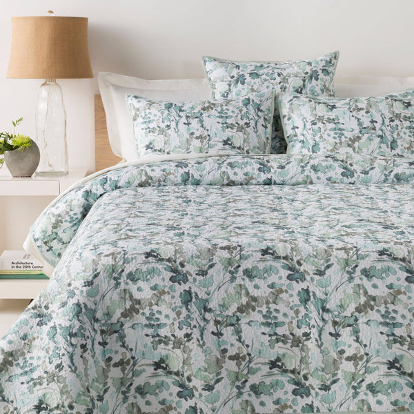 Surya Naida 88"W X 92"L Quilt Sham – Cozy Cottage Style, Easy Care, Soft Polyester/Cotton Blend For Comfort Pale Blue Cotton,Cotton,Polyester,Polyfill Nda2000-fqset