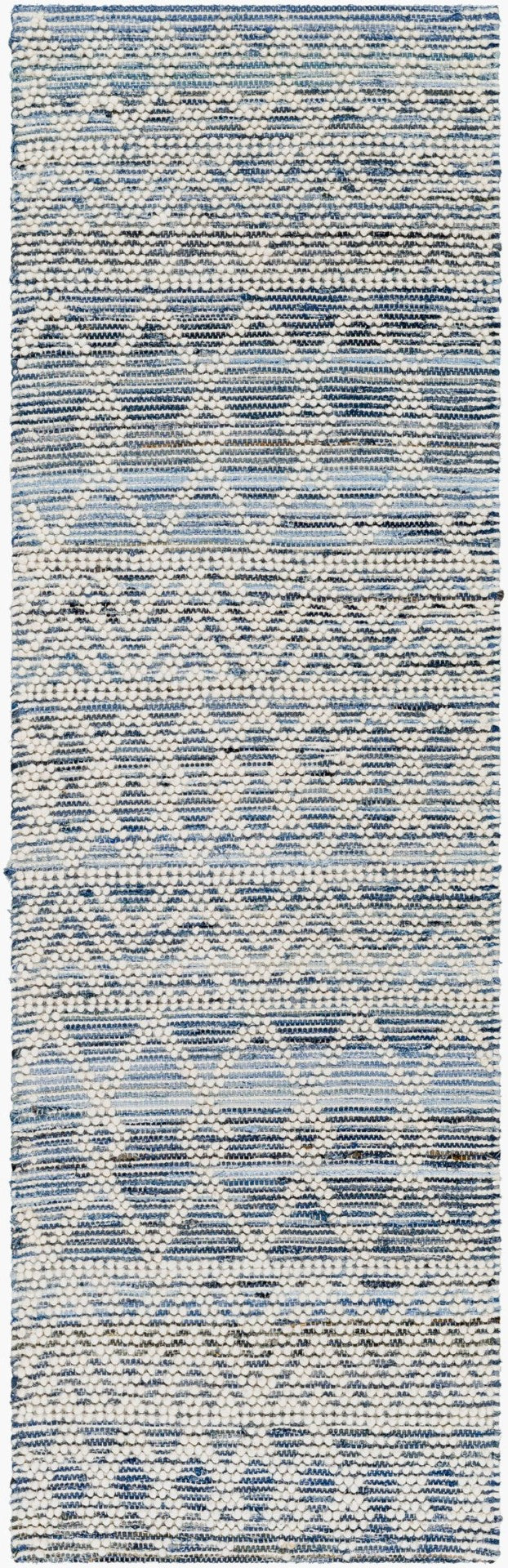Livabliss Nadine Handwoven Wool Cotton Bohemian Runner Rug for Hallways and Entryways Ivory, Navy 2'6" x 8' NDD2301-268