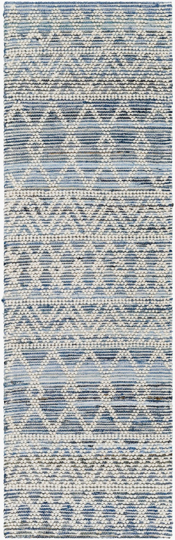 Livabliss Nadine Handwoven Wool Cotton Bohemian Runner Rug for Hallways and Entryways Ivory, Navy 2'6" x 8' NDD2301-268