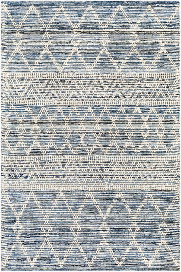 Livabliss Nadine Handwoven Wool Cotton Bohemian Runner Rug for Hallways and Entryways Ivory, Navy 9' x 12' NDD2301-912
