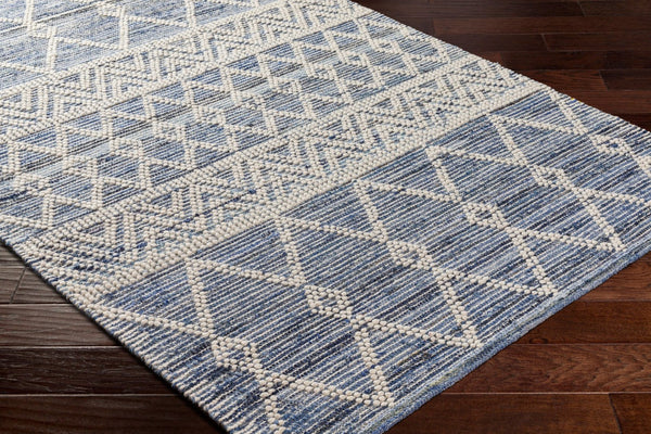 Livabliss Nadine Handwoven Wool Cotton Bohemian Runner Rug for Hallways and Entryways Ivory, Navy 9' x 12' NDD2301-912