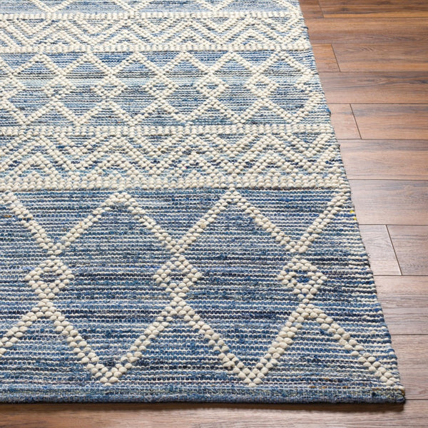 Livabliss Nadine Handwoven Wool Cotton Bohemian Runner Rug for Hallways and Entryways Ivory, Navy 9' x 12' NDD2301-912