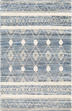 Livabliss Nadine Artisan Hand Woven Cotton Wool Runner Rug for Hallways and Entryways Ivory, Blue 9' x 12' NDD2302-912