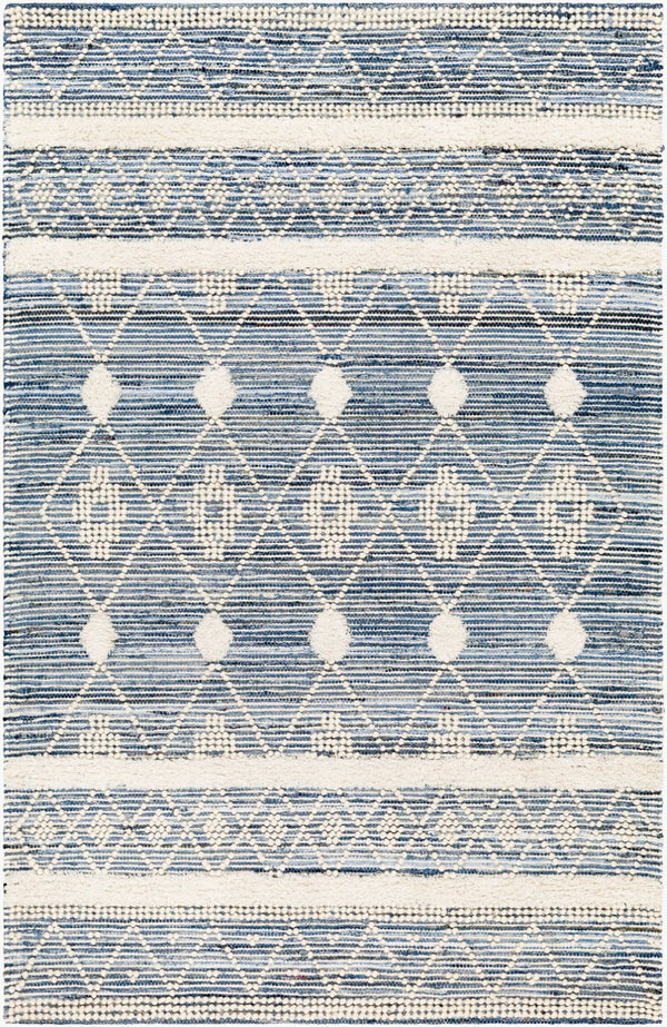 Livabliss Nadine Artisan Hand Woven Cotton Wool Runner Rug for Hallways and Entryways Ivory, Blue 9' x 12' NDD2302-912