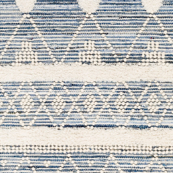 Livabliss Nadine Artisan Hand Woven Cotton Wool Runner Rug for Hallways and Entryways Ivory, Blue 9' x 12' NDD2302-912