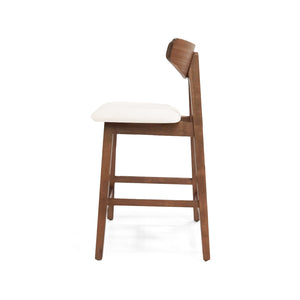 English Elm Christopher Knight Home® - Counter Stool mid-century set of 2 with rubberwood splayed legs, upholstered seats & footrests, 25" seat height Light beige 71185.00LBGE