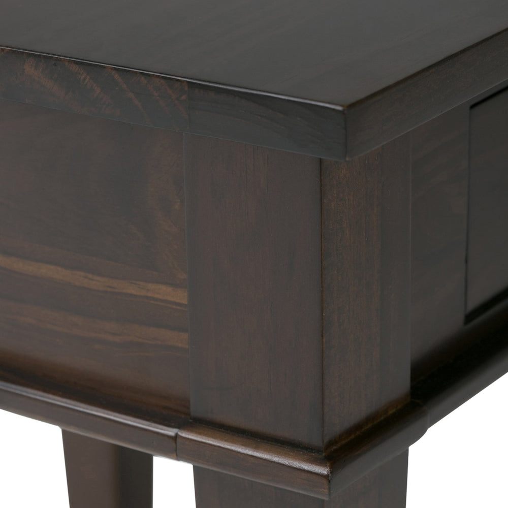 English Elm Carlton End Table – Handcrafted Dark Tobacco Brown With Drawer, Tapered Legs & Versatile Design B136P158133