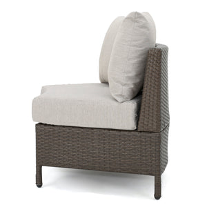English Elm Christopher Knight Home® - PT LIMON SINGLE SOFA Curved Armless Outdoor/Indoor Faux Rattan Chairs with Water-Resistant Cushions and Heavy-Duty Iron Frame Brown 54786.00BRN