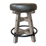 Parker House Lodge Dining Swivel Counter Stool Siltstone Rubberwood Solids / Acacia Veneers, 85% Polyester, 15% PU Leather (Fabric) DLOD#1026S