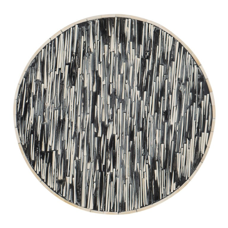 Hooker Furniture Melange Callum Round Accent Table With White Bone Inlay & Metal Plinth Base — Compact 17.25"X20.5" 628-50016-00