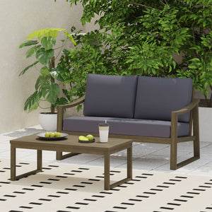 English Elm Christopher Knight Home® - 4 Acacia Outdoor Seating Set Dark Grey Cushions – 4-Person Slat Panel Sled Design, Water-Resistent 69678.00GDGRY-2_70137.00GDGRY
