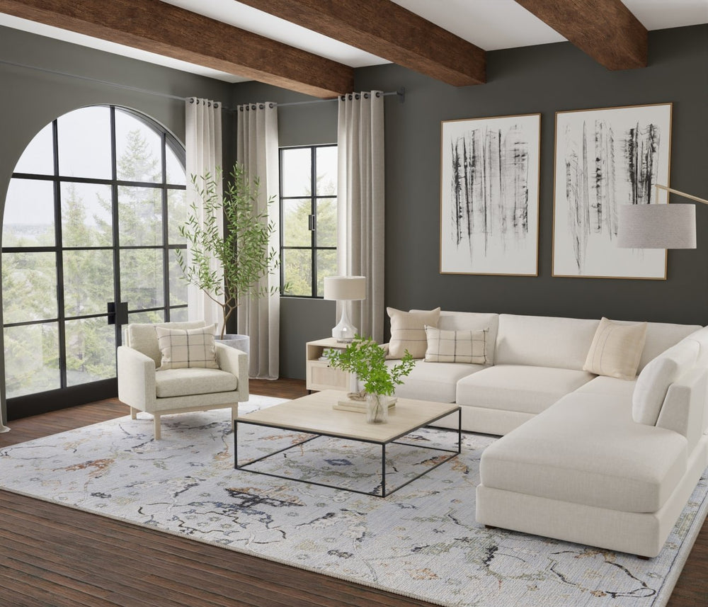 Feizy Rugs Melrose Luxurious Turkish Area Rug - Durable, Stain-resistant Floral Design For Elegant Home Decor Blue,Green,Ivory Polypropylene,Polyester,Viscose Mel39p4fblumltg01