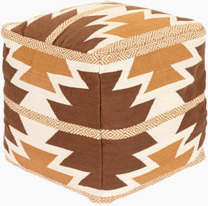 Surya Andrea Rustic Elegance 18" Pouf - Durable Cotton With Polybeads For Chic Home Decor - Spot Clean Only Dark Brown Cotton,Cotton,Polybeads Ndpf001-181818