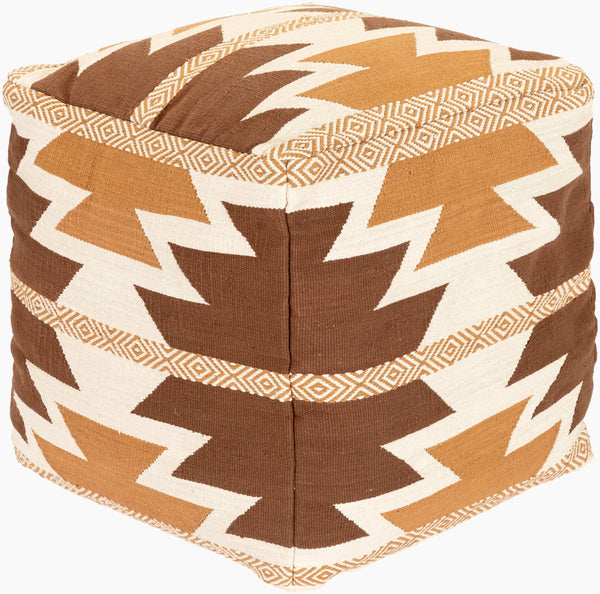 Surya Andrea Rustic Elegance 18" Pouf - Durable Cotton With Polybeads For Chic Home Decor - Spot Clean Only Dark Brown Cotton,Cotton,Polybeads Ndpf001-181818