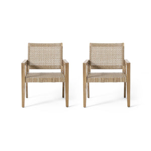 English Elm Christopher Knight Home® - Outdoor Wicker and Acacia Club Chairs Set of 2 - Transitional Flat Weave, Durable Acacia Frame, Breathable Mesh Seating 74228.00MLBRN