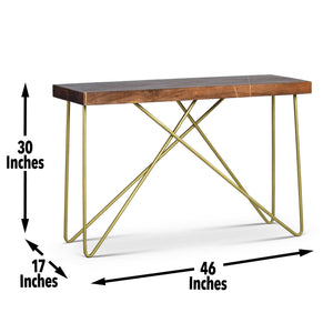 English Elm Steve Silver - Walter - Brass Inlay Sofa Table - Brown