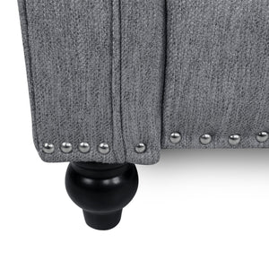 English Elm Christopher Knight Home® - Button Button Tufted Heavy Duty Manual Push-Back Recliner Chair with Nailhead Accents and Comfort Backrest Grey 71976.00GRY