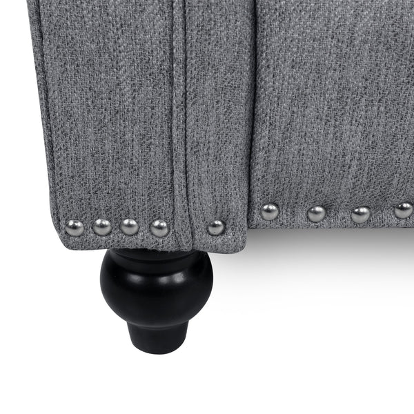 English Elm Christopher Knight Home® - Button Button Tufted Heavy Duty Manual Push-Back Recliner Chair with Nailhead Accents and Comfort Backrest Grey 71976.00GRY