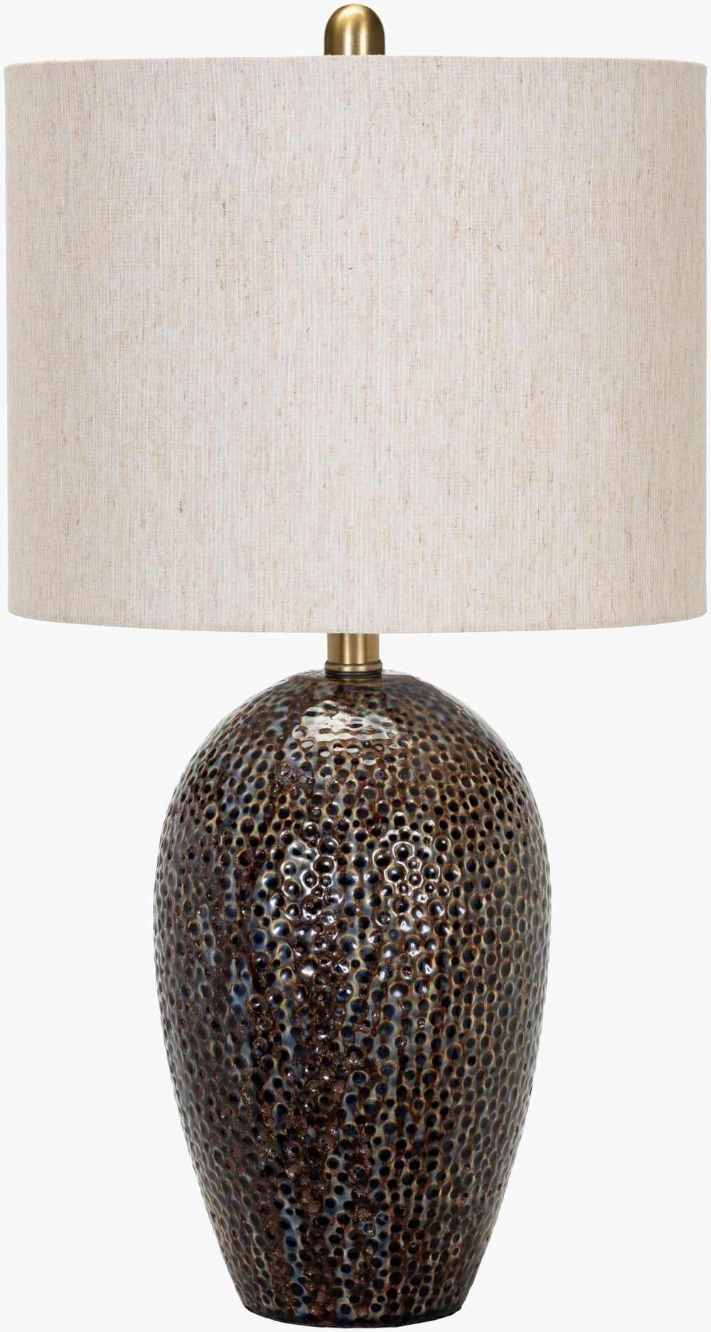 Surya Norderney 24" Stylish Accent Table Lamp - Unique Ceramic & Metal Design For Modern Home Decor Body, Metallic ,Bronze,Shade (Outside), Beige,Shade (Inside), White,Finial, Metallic ,Brass,Harp, Metallic ,Brass,Cord, Translucent Ceramic,Linen,Polyester,Iron Ndy-002