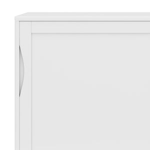 English Elm Harper 48" Solid Hardwood Mid-Century Storage Cabinet with Sliding Doors, Drawers, Eco Finish White B136P158712