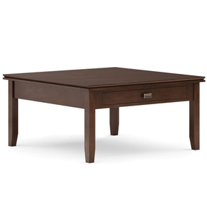 English Elm Artisan Square Coffee Table In Rich Russet Brown – Handcrafted Solid Wood With Storage Drawer B136P158413