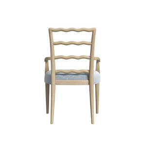 A.R.T. Furniture Haven Rustic Ladderback Arm Chair with Light Blue Upholstered Seat for Elegant Dining Comfort 339205-2325