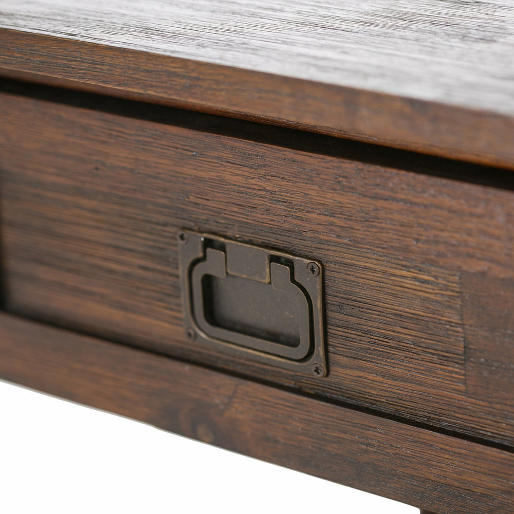 English Elm Monroe End Table - Rustic Distressed Charcoal Brown Acacia Wood With Storage & Vintage Charm B136P158953