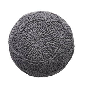 English Elm Christopher Knight Home® - MALIBU Knitted Wool Round Pouf 20" x 20" x 14" — Handcrafted Modern Knit Weave Accent for Cozy Living Spaces Charcoal 60494.00CHAR