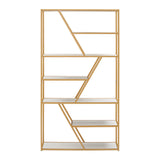 Homelegance By Top-Line Carmella Geometric Gold Finish Powder Coat Metal Bookcase Gold Metal