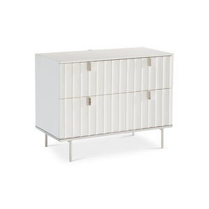 Bernhardt Bernhardt White Adobe Faux Stone Nightstand With Fluted Resin Drawers, Usb Charger, Soft-Close 315232