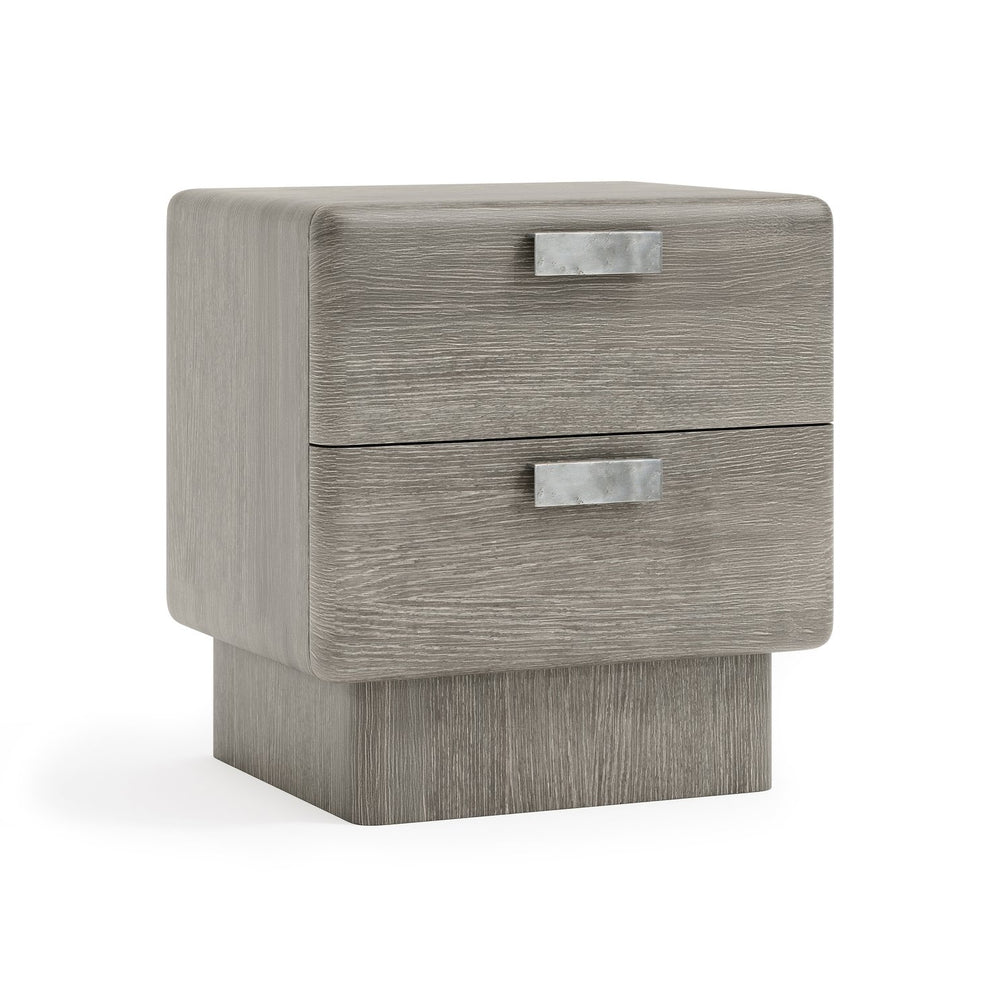 Bernhardt Bernhardt Monolith Nightstand With Puma Wire-Brushed Oak, Soft-Close Drawers, Usb Charging, Graphite Hardware 343230