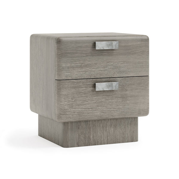 Bernhardt Bernhardt Monolith Nightstand With Puma Wire-Brushed Oak, Soft-Close Drawers, Usb Charging, Graphite Hardware 343230