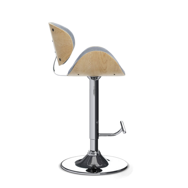 English Elm Marana Adjustable Swivel Bar Stool - Mid-Century Modern Design In Stone Grey & Light Brown Finish B136P158934