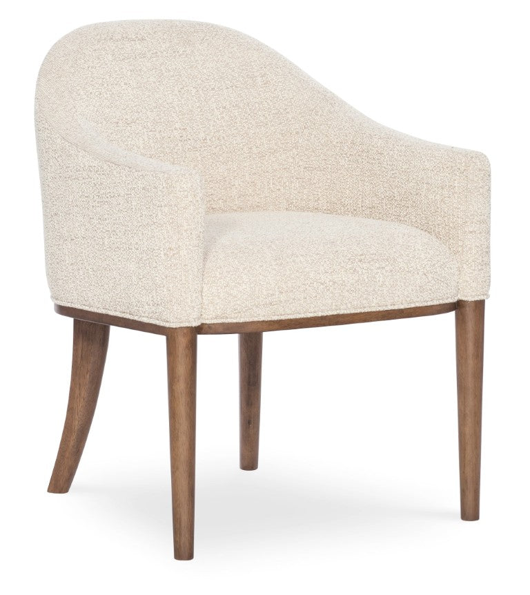 Hooker Furniture Eleana Upholstered Arm Chair With Light Caramel Walnut Veneer, Linen-Blend Seat, Tailored Tapered Legs 25.75 L x 24.50W x 32.50H 7252-75400-85