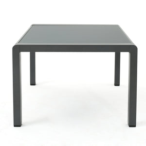 English Elm Cape Coral Outdoor Coffee Table Tempered Glass Top Aluminum Patio Lounge Grey 56349.00GRY