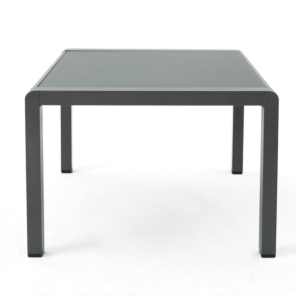 English Elm Cape Coral Outdoor Coffee Table Tempered Glass Top Aluminum Patio Lounge Grey 56349.00GRY