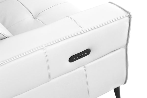 VIG Furniture Nella White Leather Armchair With Electric Recliner & Powered Headrest, Pocket Spring Comfort (95) VGKN-E9193-WHT-CH