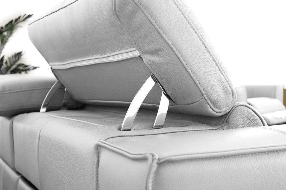 VIG Furniture Nella White Leather Armchair With Electric Recliner & Powered Headrest, Pocket Spring Comfort (95) VGKN-E9193-WHT-CH