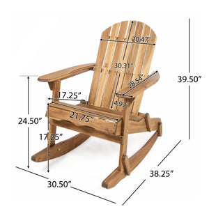English Elm Christopher Knight Home® - MALIBU Adirondack Rocking Chair in Handcrafted Acacia Wood for Patio, Weather-Resistant Comfort & Style Natural 43 L x 28 W x 14.5 H 61681.00